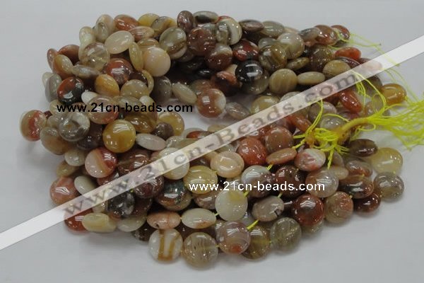 CAG776 15.5 inches 15mm flat round yellow agate gemstone beads