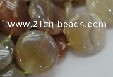 CAG777 15.5 inches 20mm flat round yellow agate gemstone beads