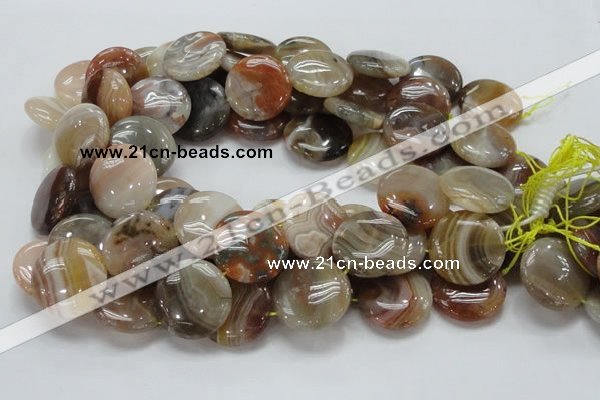 CAG778 15.5 inches 25mm flat round yellow agate gemstone beads