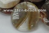 CAG780 15.5 inches 35mm flat round yellow agate gemstone beads