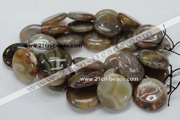 CAG781 15.5 inches 40mm flat round yellow agate gemstone beads