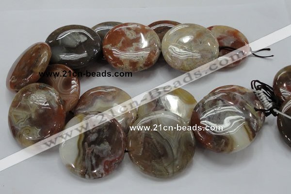 CAG782 15.5 inches 50mm flat round yellow agate gemstone beads