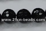 CAG7852 15.5 inches 16mm faceted round black agate beads wholesale