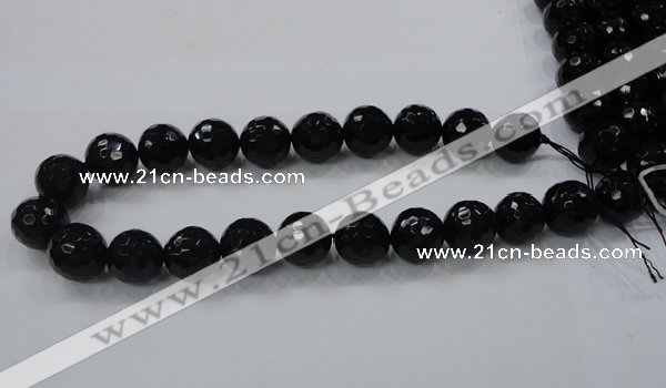 CAG7853 15.5 inches 20mm faceted round black agate beads wholesale