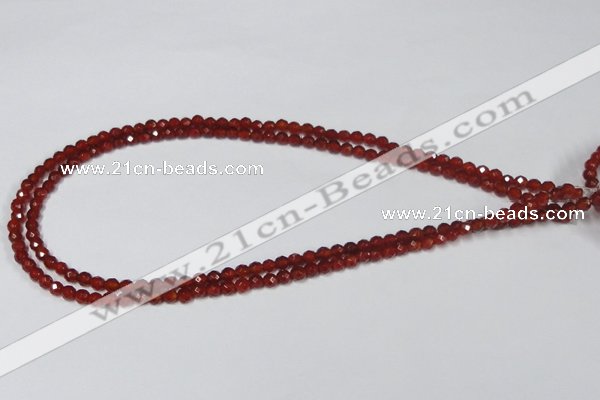 CAG7861 15.5 inches 3mm faceted round red agate beads wholesale