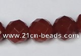 CAG7863 15.5 inches 16mm faceted round red agate beads wholesale