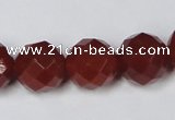 CAG7864 15.5 inches 18mm faceted round red agate beads wholesale