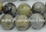 CAG7868 15.5 inches 18mm round silver needle agate beads