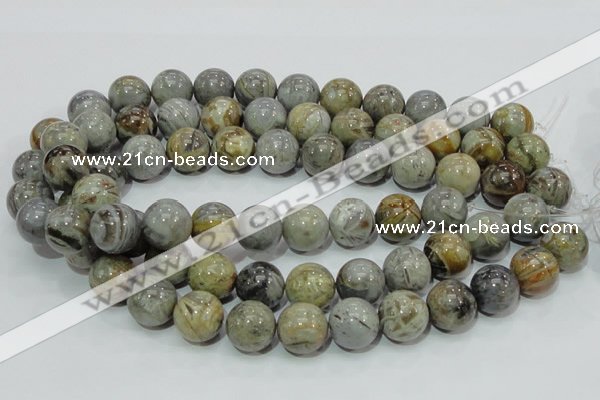 CAG7868 15.5 inches 18mm round silver needle agate beads