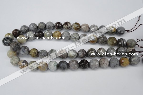 CAG7871 15.5 inches 16mm faceted round silver needle agate beads