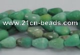 CAG7875 15.5 inches 6*10mm faceted teardrop grass agate beads