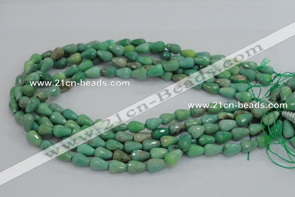 CAG7876 15.5 inches 8*10mm faceted teardrop grass agate beads