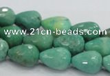 CAG7877 15.5 inches 10*14mm faceted teardrop grass agate beads