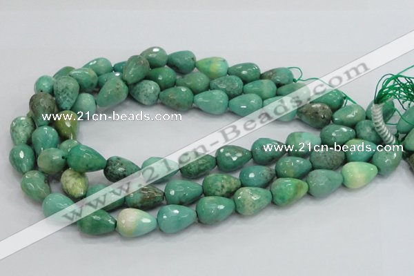 CAG7879 15.5 inches 13*18mm faceted teardrop grass agate beads