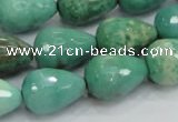 CAG7880 15.5 inches 15*20mm faceted teardrop grass agate beads