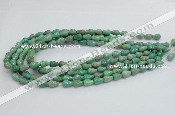 CAG7894 15.5 inches 6*10mm teardrop grass agate beads wholesale