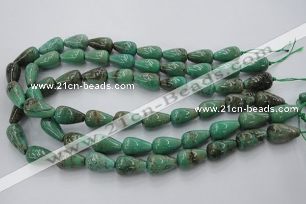 CAG7900 15.5 inches 15*20mm teardrop grass agate beads wholesale