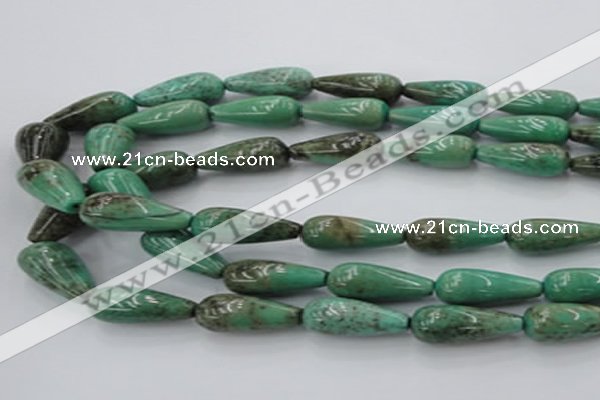 CAG7901 15.5 inches 10*30mm teardrop grass agate beads wholesale