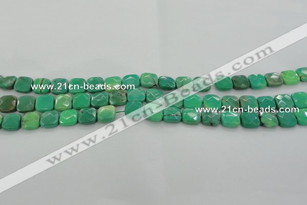 CAG7910 15.5 inches 10*10mm faceted square grass agate beads