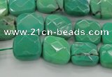 CAG7911 15.5 inches 12*12mm faceted square grass agate beads