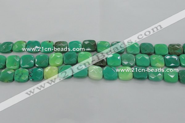 CAG7913 15.5 inches 15*15mm faceted square grass agate beads