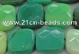 CAG7916 15.5 inches 20*20mm faceted square grass agate beads