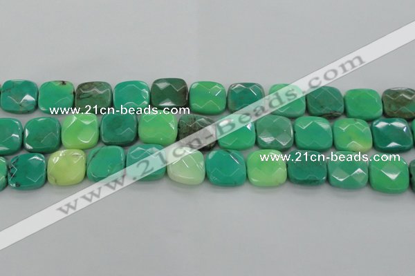 CAG7916 15.5 inches 20*20mm faceted square grass agate beads