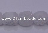 CAG7945 7.5 inches 8*10mm oval plated white druzy agate beads