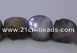 CAG7947 7.5 inches 8*10mm oval plated white druzy agate beads