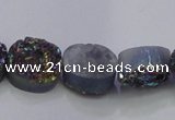 CAG7950 7.5 inches 8*10mm oval plated white druzy agate beads