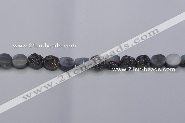 CAG7950 7.5 inches 8*10mm oval plated white druzy agate beads