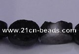 CAG7955 7.5 inches 10*14mm oval plated white druzy agate beads