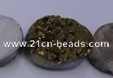 CAG7965 7.5 inches 15*20mm oval plated white druzy agate beads