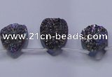 CAG7974 Top drilled 13*18mm flat teardrop plated white druzy agate beads