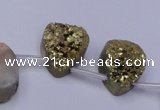 CAG7978 Top drilled 15*20mm flat teardrop plated white druzy agate beads