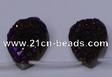 CAG7986 Top drilled 22*30mm flat teardrop plated white druzy agate beads