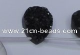 CAG7988 Top drilled 22*30mm flat teardrop plated white druzy agate beads