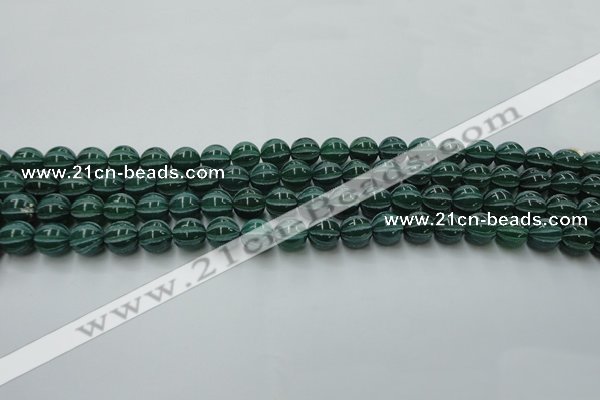 CAG8005 15.5 inches 8mm carved round green agate beads