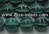 CAG8008 15.5 inches 14mm carved round green agate beads