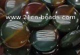 CAG802 15.5 inches 20mm flat round rainbow agate gemstone beads