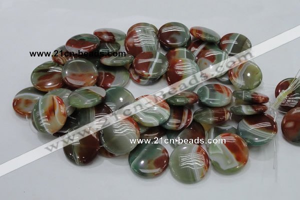 CAG806 15.5 inches 30mm flat round rainbow agate gemstone beads