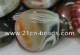 CAG809 15.5 inches 30*40mm flat teardrop rainbow agate gemstone beads