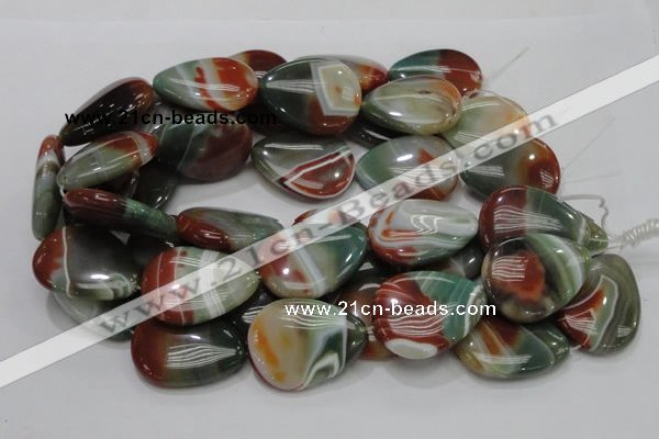 CAG809 15.5 inches 30*40mm flat teardrop rainbow agate gemstone beads