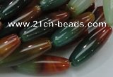 CAG810 15.5 inches 10*30mm rice rainbow agate gemstone beads