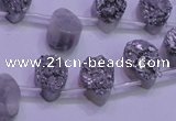 CAG8102 Top drilled 10*14mm teardrop silver plated druzy agate beads