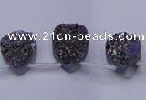 CAG8104 Top drilled 10*14mm teardrop rainbow plated druzy agate beads