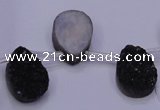 CAG8107 Top drilled 10*14mm teardrop black plated druzy agate beads