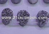 CAG8112 Top drilled 12*16mm teardrop silver plated druzy agate beads