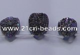 CAG8114 Top drilled 12*16mm teardrop rainbow plated druzy agate beads