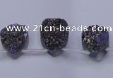 CAG8124 Top drilled 15*20mm teardrop rainbow plated druzy agate beads
